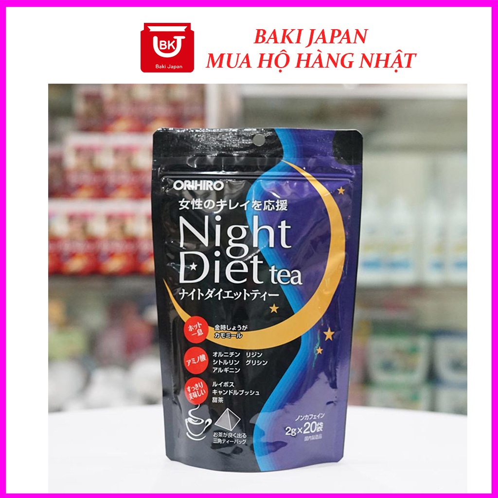 Trà giảm cân ban đêm Night Diet , Trà Night Diet giảm cân đẹp da ban đêm Orihiro của Nhật 20 gói