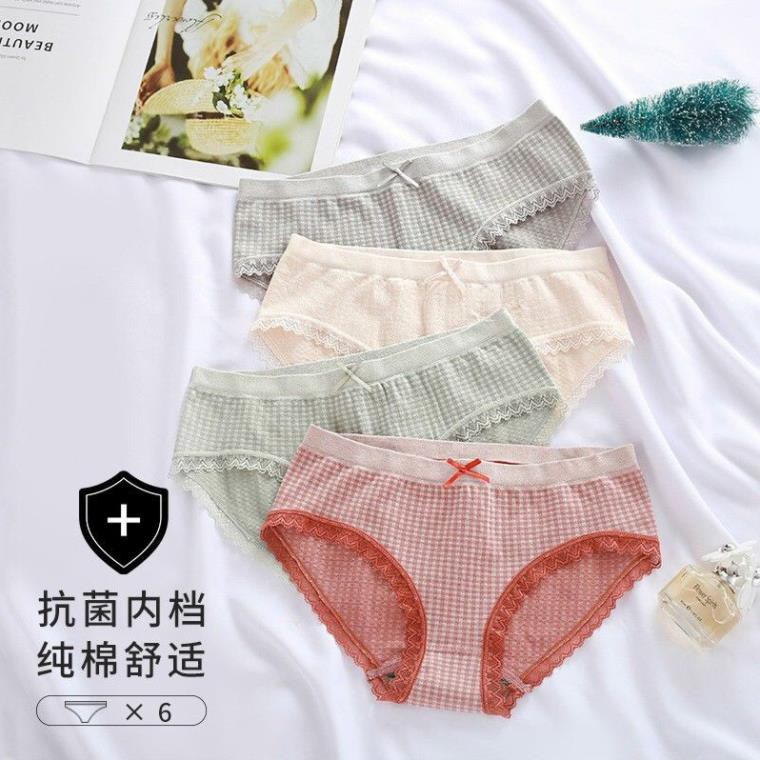 Quần Lót Cotton Phối Kẻ Caro Viền Ren Siêu Mềm Mã 555 | BigBuy360 - bigbuy360.vn