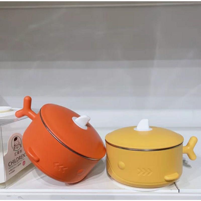 Bát ăn dặm inox giữ nhiệt, chống đổ cho bé