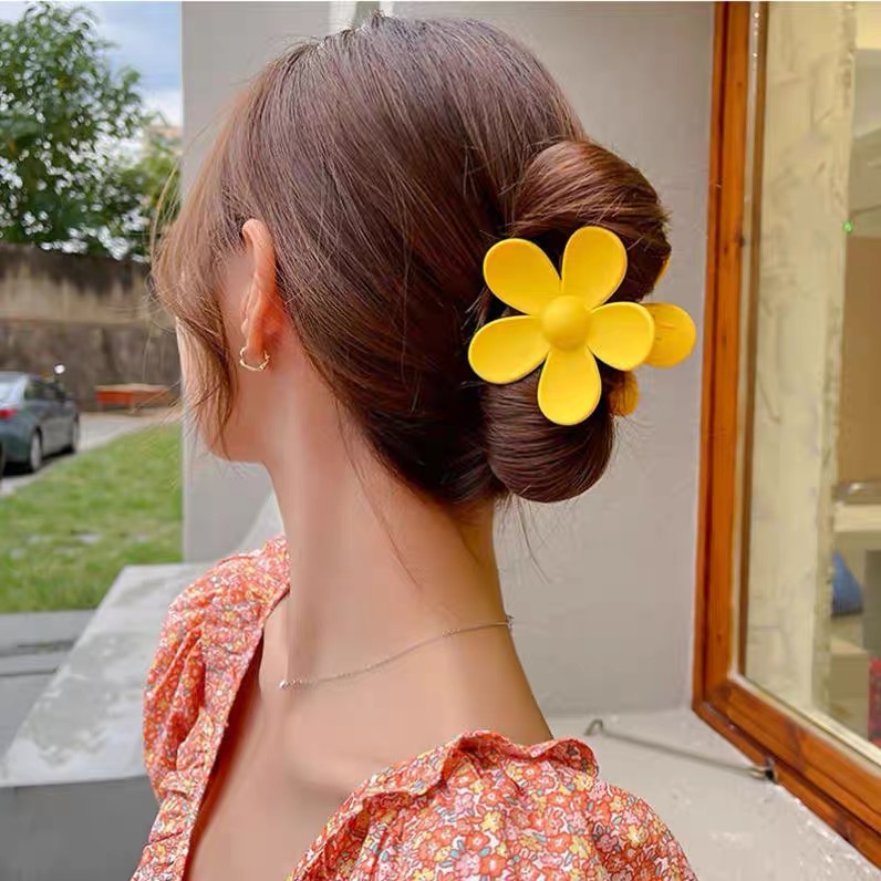 Kẹp Tóc Màu Trơn Hình Hoa Dễ Thương Dành Cho Nữ