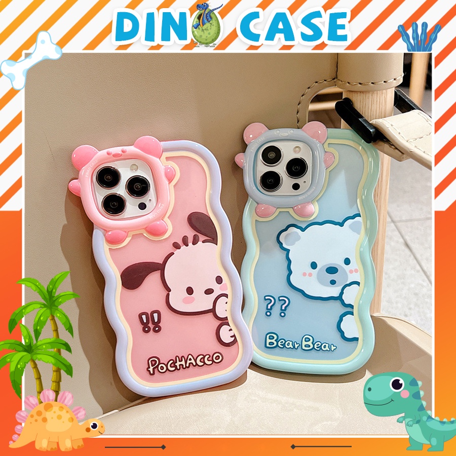Ốp lưng iphone camera nơ robot gợn sóng chó pochacco - gấu 7plus/8plus/x/xs/xsmax/11/12/13 pro/max/plus - Dino case