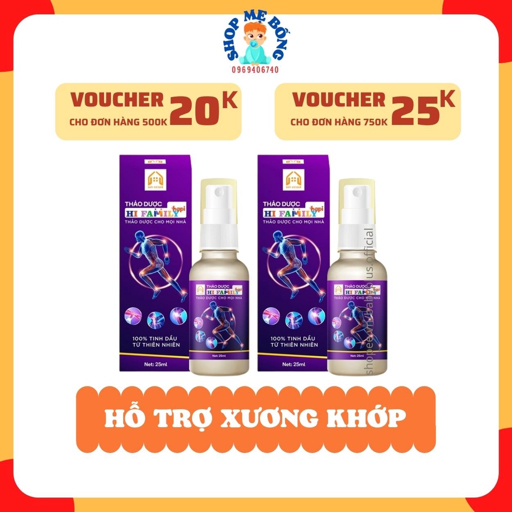 [QTKT] Combo 2 hộp Tinh Dầu thảo dược Xương Khớp Hi FAMILY Giảm đau nhức xương khớp Hết đau lưng Vai Gáy Tê Bì Chân Tay