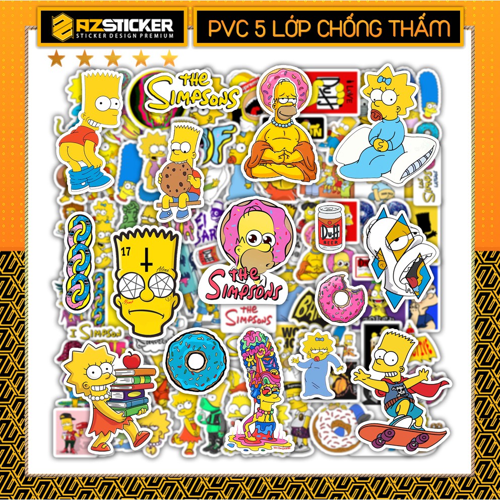 Set Hình Dán Sticker Simpson | Dán Nón Bảo Hiêm, Điện Thoại, Laptop, Bình Nước...Chống Nước, Chống Bay Màu