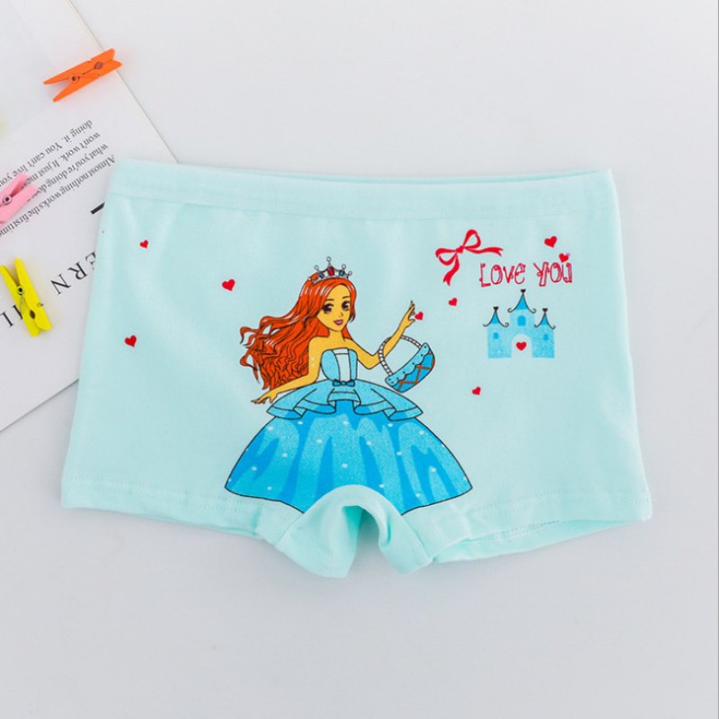 Set 4 Quần Lót Boxer In Hình Vương Miện Công Chúa Cho Bé Gái