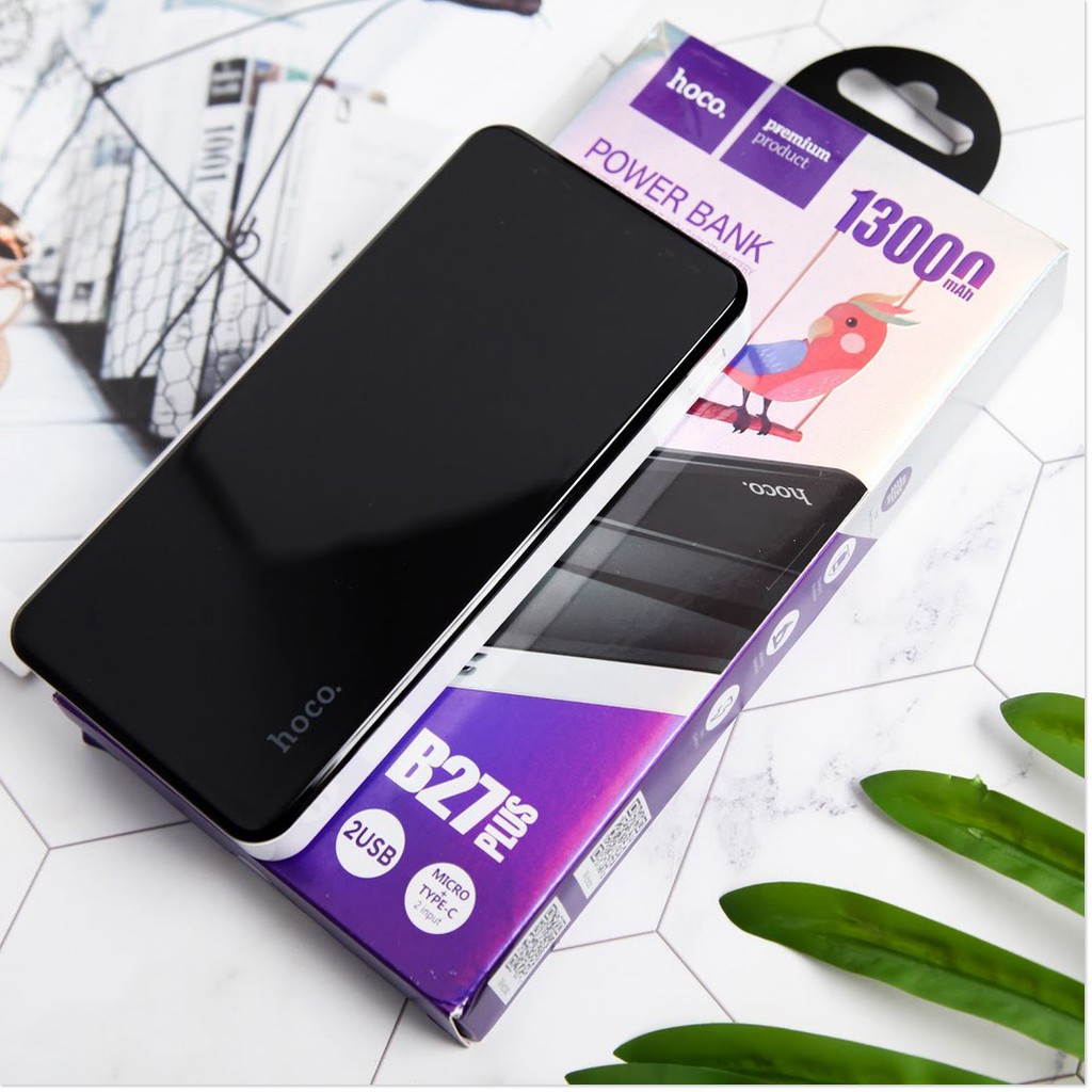 Pin dự phòng Hoco B27 Plus 13000mAh 2 đầu vào (Type-C&amp;Micro-USB) 2 đầu ra chuẩn USB-A sạc nhanh 3.0A tích hợp đèn LED -