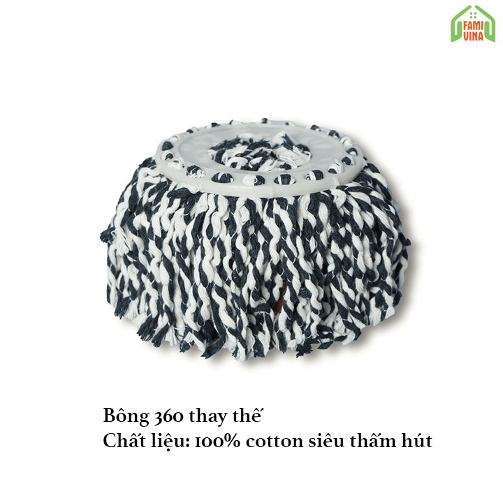 Bông lau nhà thay thế loại cao cấp cho cây lau 360 bông lau nhà chất liệu 100% cotton siêu thấm hút cực tốt hiệu quả