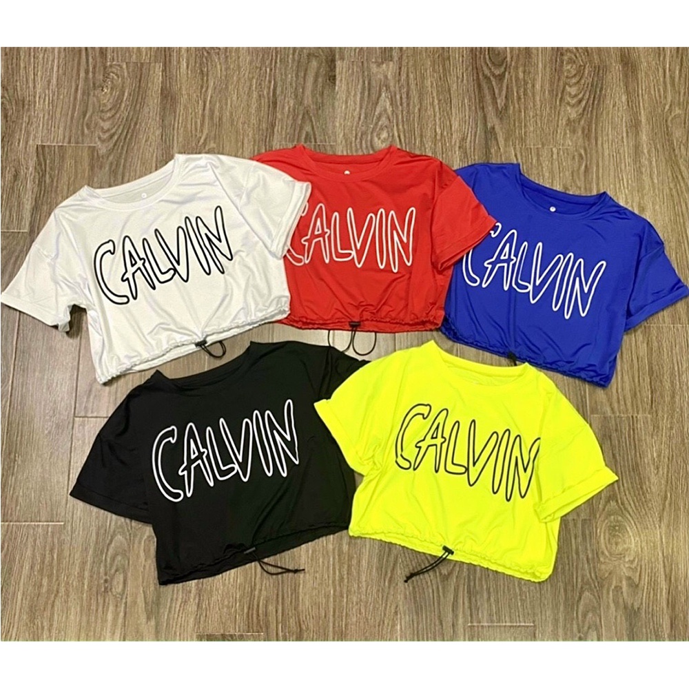 Áo croptop calvin rút dây (đồ tập gym-yoga-zumba nữ)