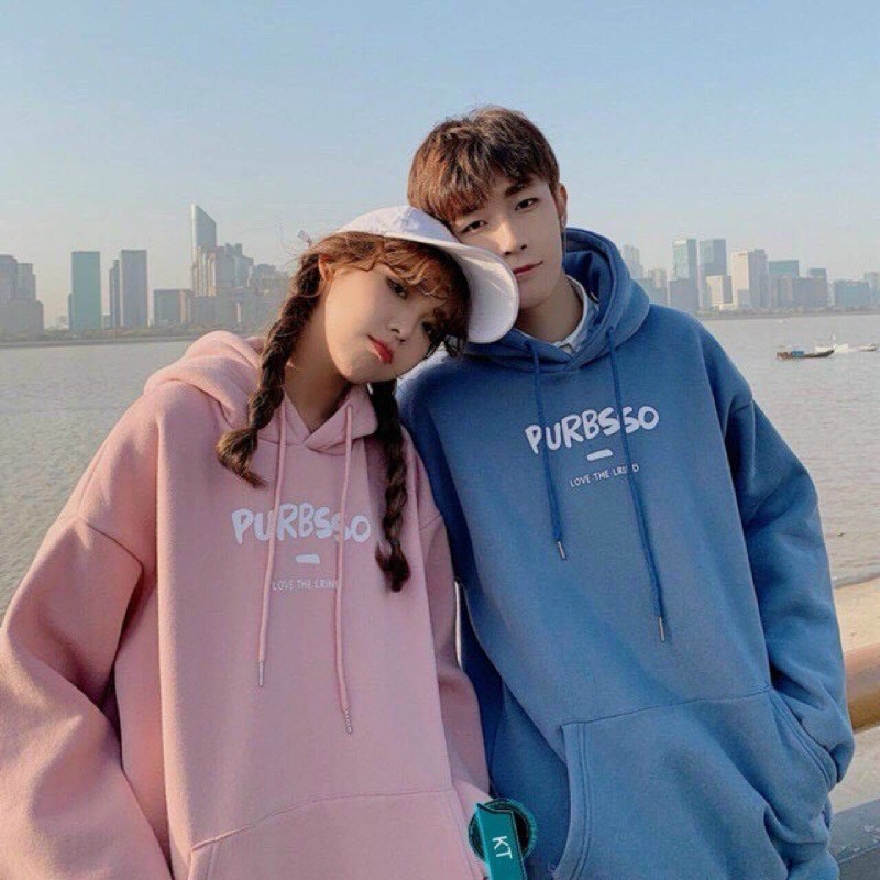 Áo Hoodie dáng rộng phong cách Unisex Nam Nữ mặc cặp in PURBSSO Freesize