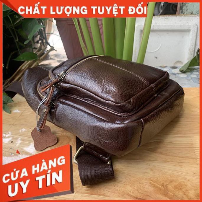 [ Da Cao Cấp 100% ] Túi Đeo Chéo Da Bò Thật Bảo Hành Ba Năm CB03