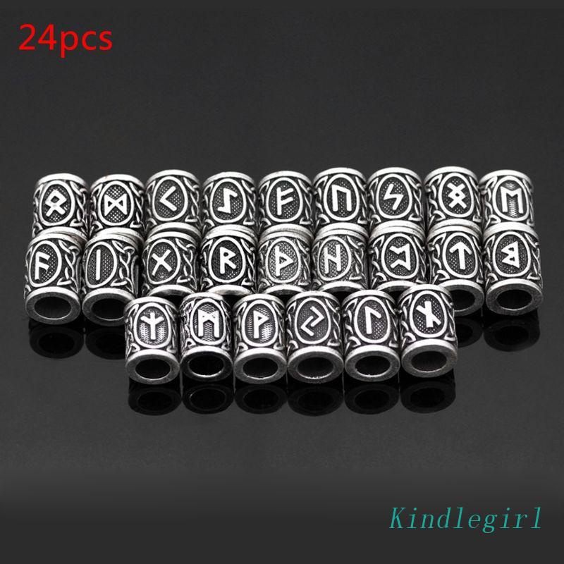 Bộ 24 Hạt Kim Loại Bạc Tự Làm Vòng Đeo Tay / Râu / Tóc Kiểu Vintage Cá Tính