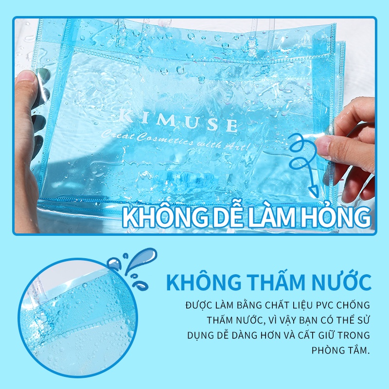 Túi đựng mỹ phẩm KIMUSE bằng nhựa PVC trong suốt dễ mang theo tiện lợi cho du lịch