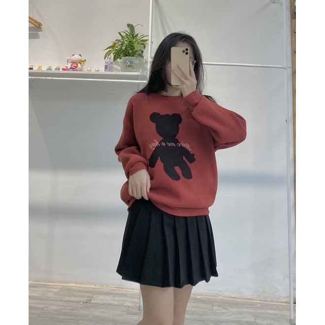 Áo len nữ Bella18 hình gấu siêu xinh len mềm mịn dày dặn | BigBuy360 - bigbuy360.vn