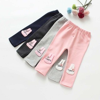 Quần legging phối hình thỏ màu trơn xinh xắn cho bé gái