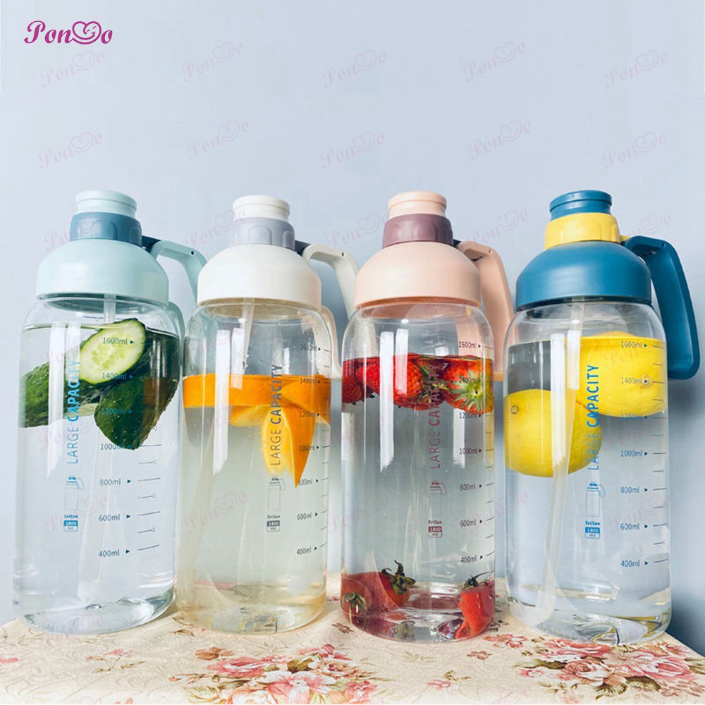 Bình nước thể thao 1800ml 1.8L kèm theo ống hút tiện lợi