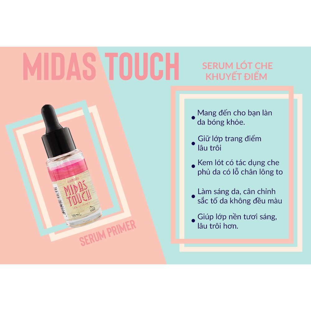 Serum Lót Dưỡng Ẩm, Làm Sáng Da Australis Midas Touch Serum Primer 18ml