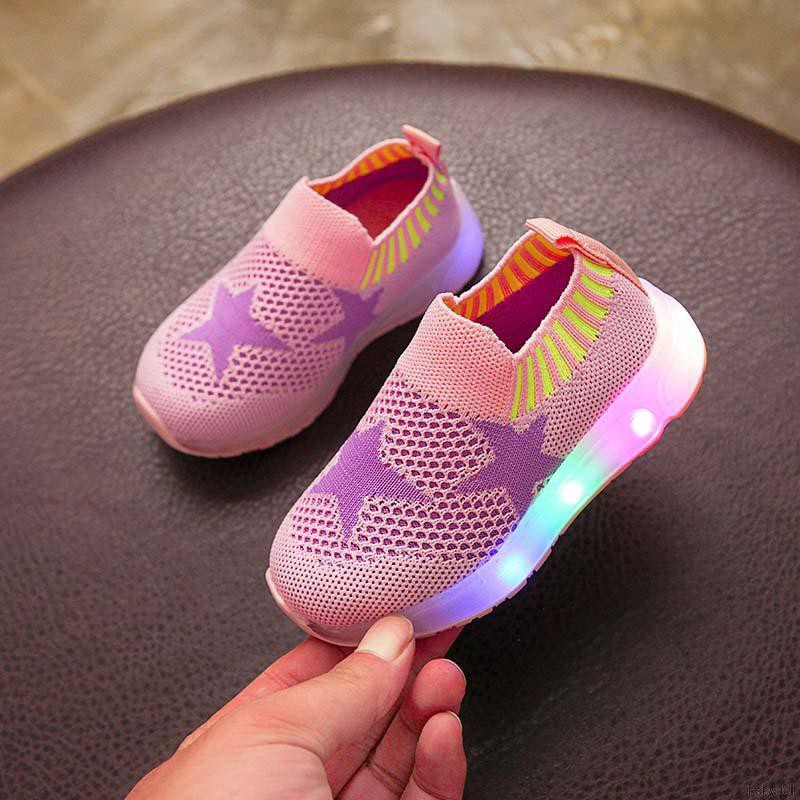 Children Boys Girls Shoes Kids Sneakers Star Print Light Led Shoes Kids Trainers