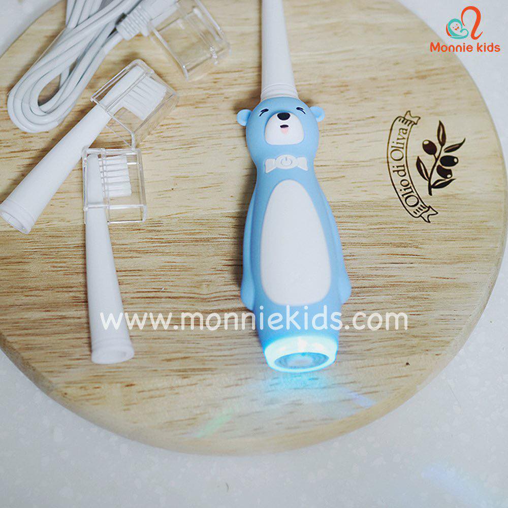 Bàn chải điện cho bé E-bear hình gấu, bàn chải tự động hiện đại cho trẻ - Monnie Kids