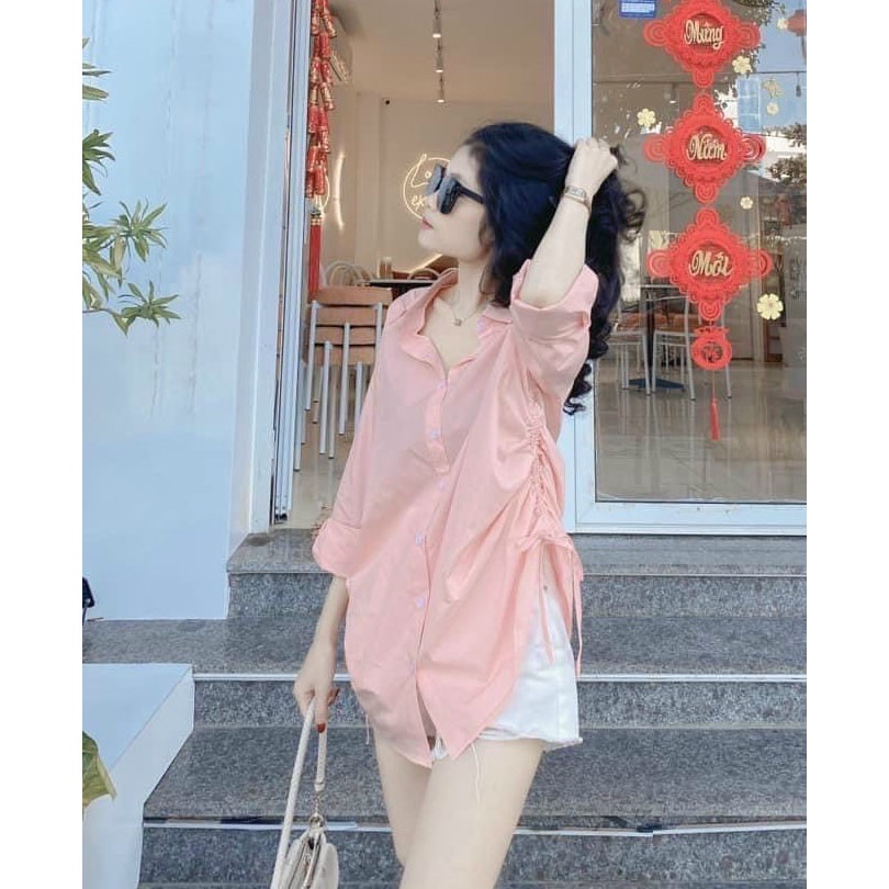 [HCM] Sét Bộ Đùi Áo Sơ Mi Cài Nút Dây Rút Thời Trang Nữ Sam Closet Free Size 40-55kg