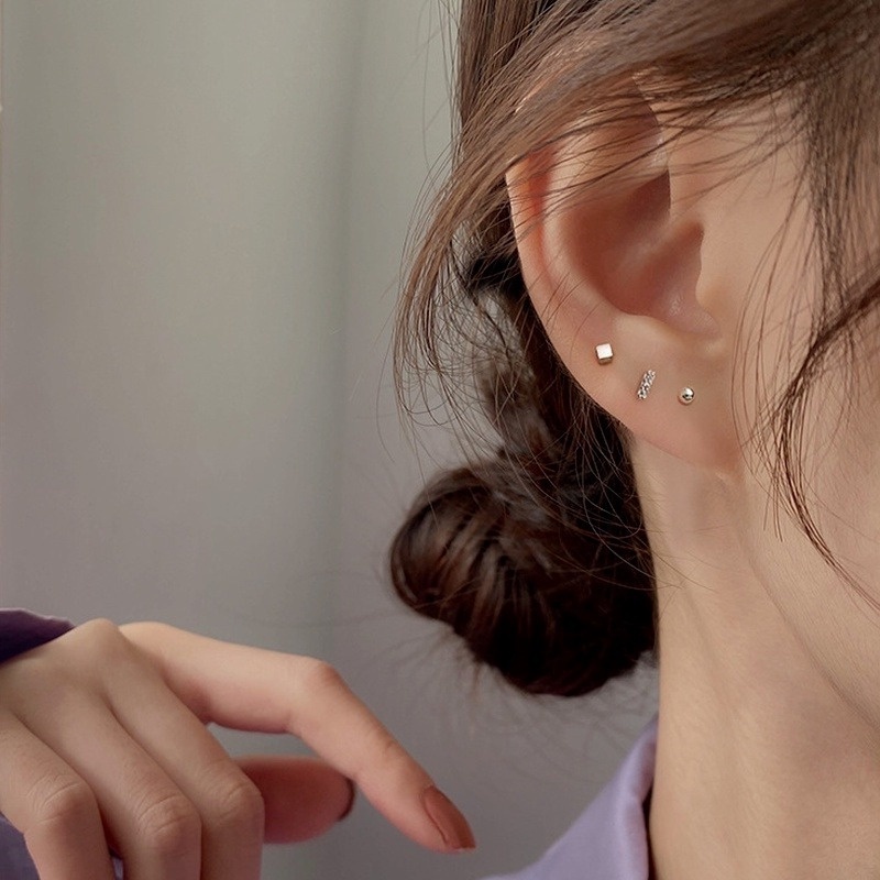 ✨✨Bộ 5 bông tai bạc S925 đính đá nhân tạo thời trang cho nữ