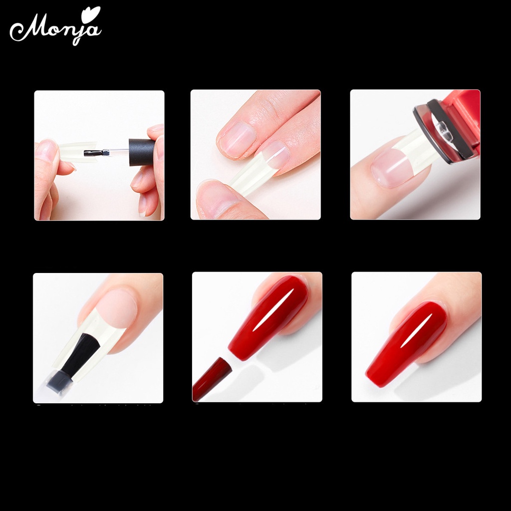MONJA Set 100 Móng Tay Giả Kiểu Pháp Tự Nhiên Kèm Keo Dán Tiện Dụng