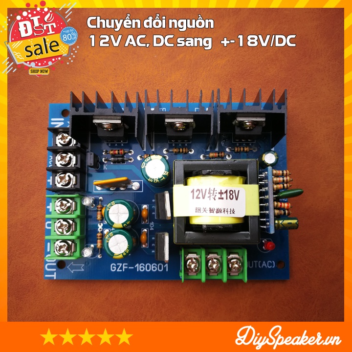 Mạch biến nguồn đơn 12V thành nguồn đôi +-12V / +-15V / +-18V/ +-24V