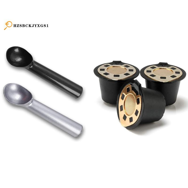 3x Refillable CAPsules Pods Reusable NesprESSo Coffee CAPsule Filters Set & 2x Ice Cream Scoop