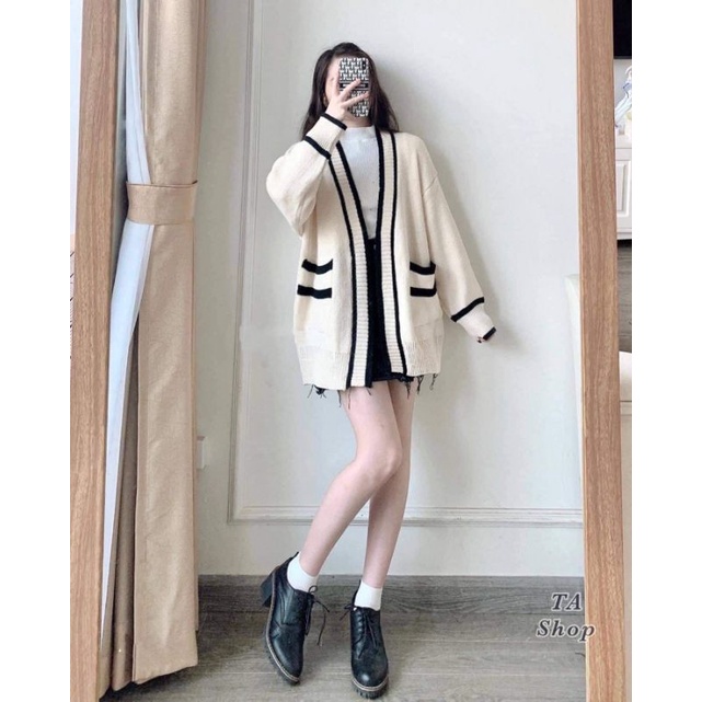 Áo khoác len viền hàng QC