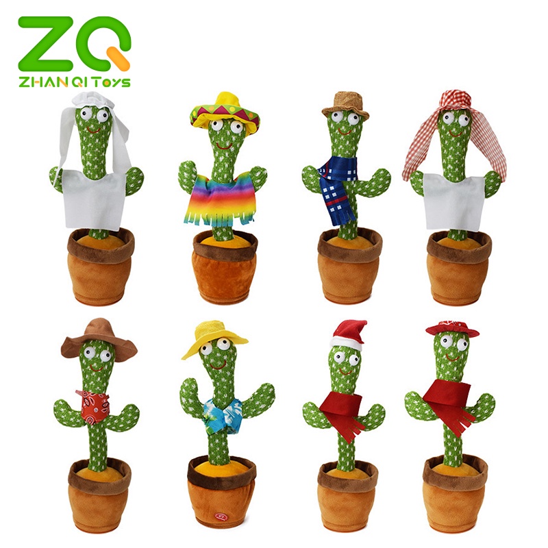 Đồ chơi nhồi bông ZHANQI TOYS hình cây xương rồng có thể nói chuyện 120 bài hát tiếng anh vui nhộn