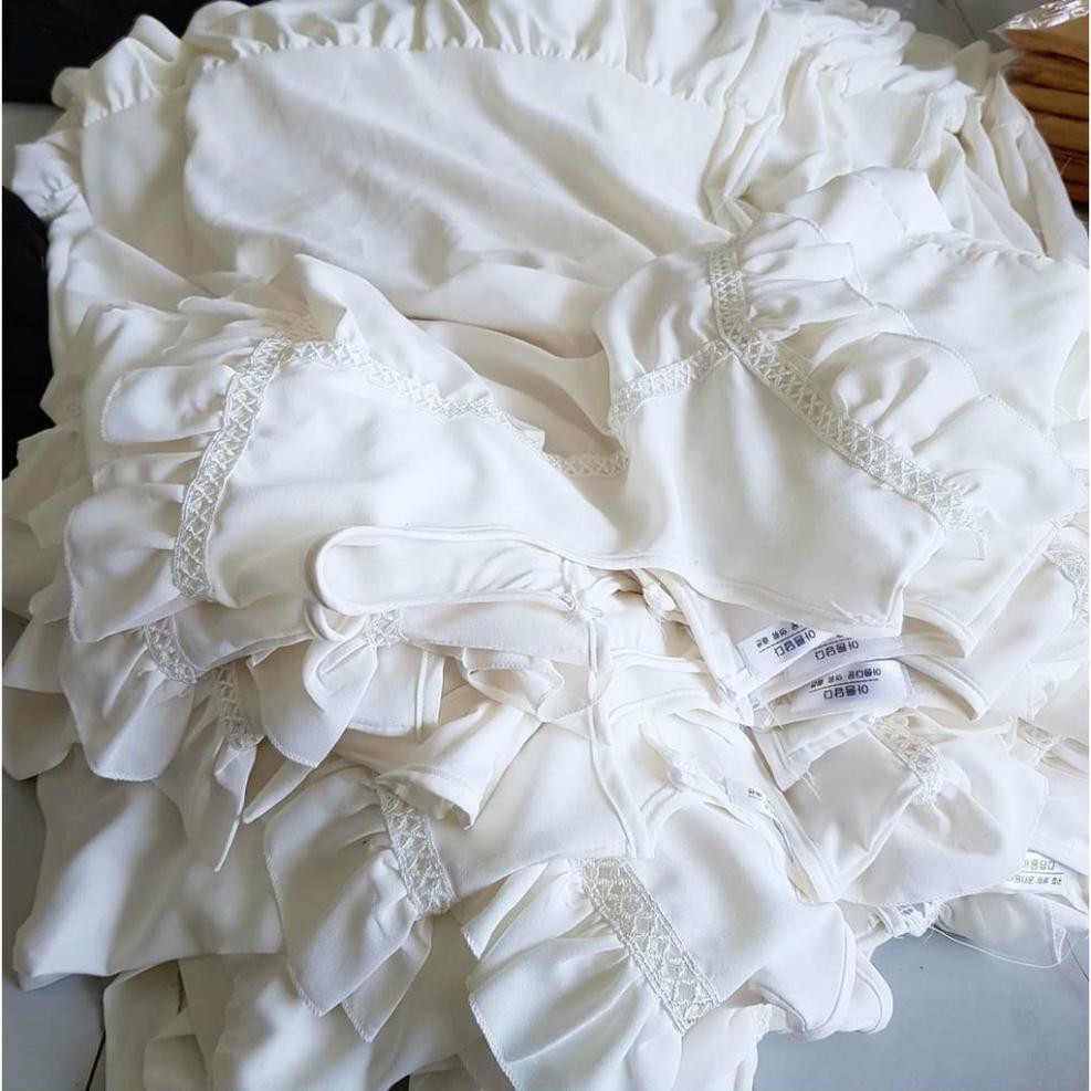 Váy bầu dự tiệc - Đầm bầu công sở màu trắng chất đũi hàn freesize tới 70kg BN40