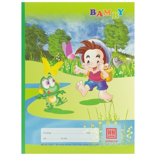 Vở Class Bamby - 4 Ô Ly 96 Trang ĐL 58g/m2 - Hồng Hà 0393 (Mẫu Màu Giao Ngẫu Nhiên)