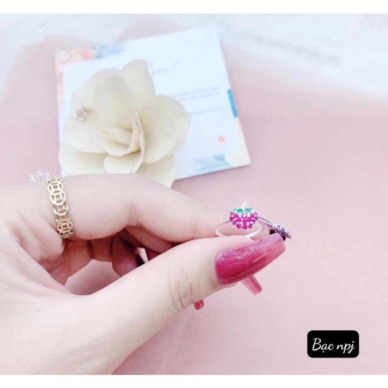 Nhẫn cho bé, nhẫn bạc quả Dâu Tây cho bé yêu , Bạc Ta  - bạc Npj