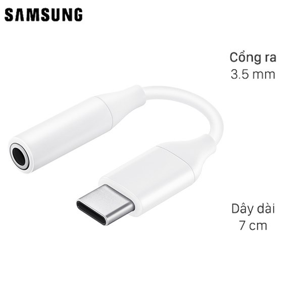 Đầu Chuyển Đổi tai nghe Samsung Type C Sang Jack 3.5mm - Hàng Chính Hãng full box (Usb-C to 3.5mm Audio Jack)