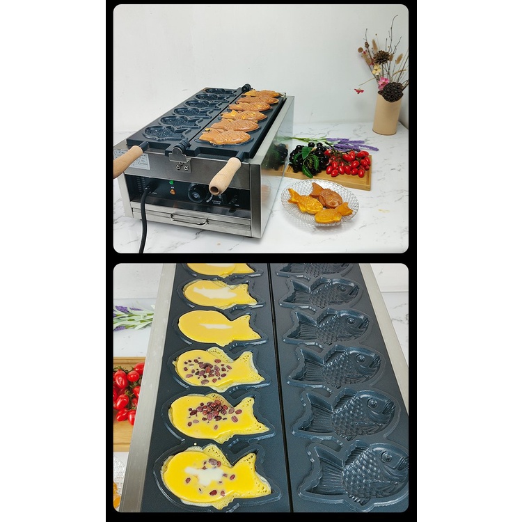 Máy làm bánh cá taiyaki dùng điện 6 con-bảo hành 1 năm