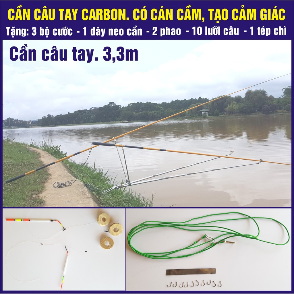 CẦN CÂU TAY, CÂU ĐƠN. CÓ CÁN CẦM. ĐẦY ĐỦ PHỤ KIỆN