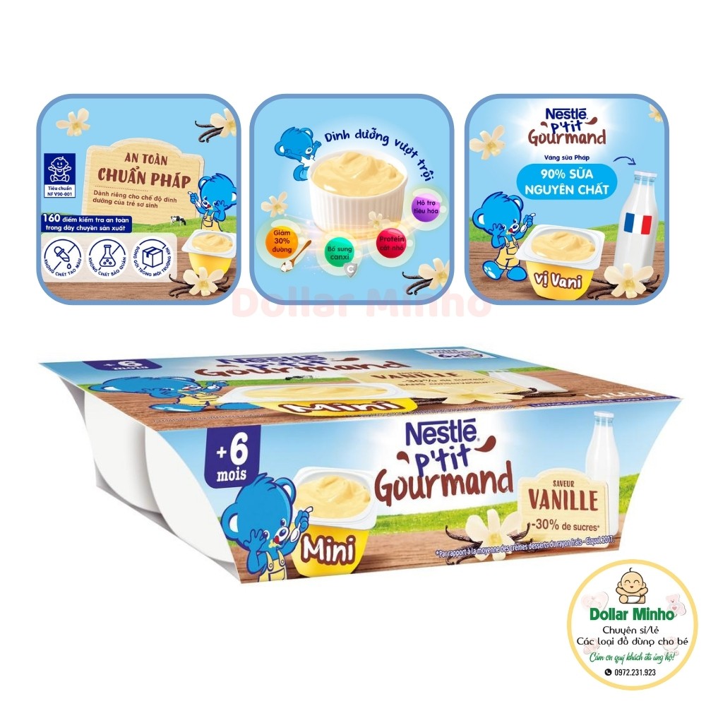 Váng sữa Nestle P'tit (60gr/hộp) đồ ăn dặm bổ dưỡng không thể thiếu cho bé 6m+ đến từ Pháp