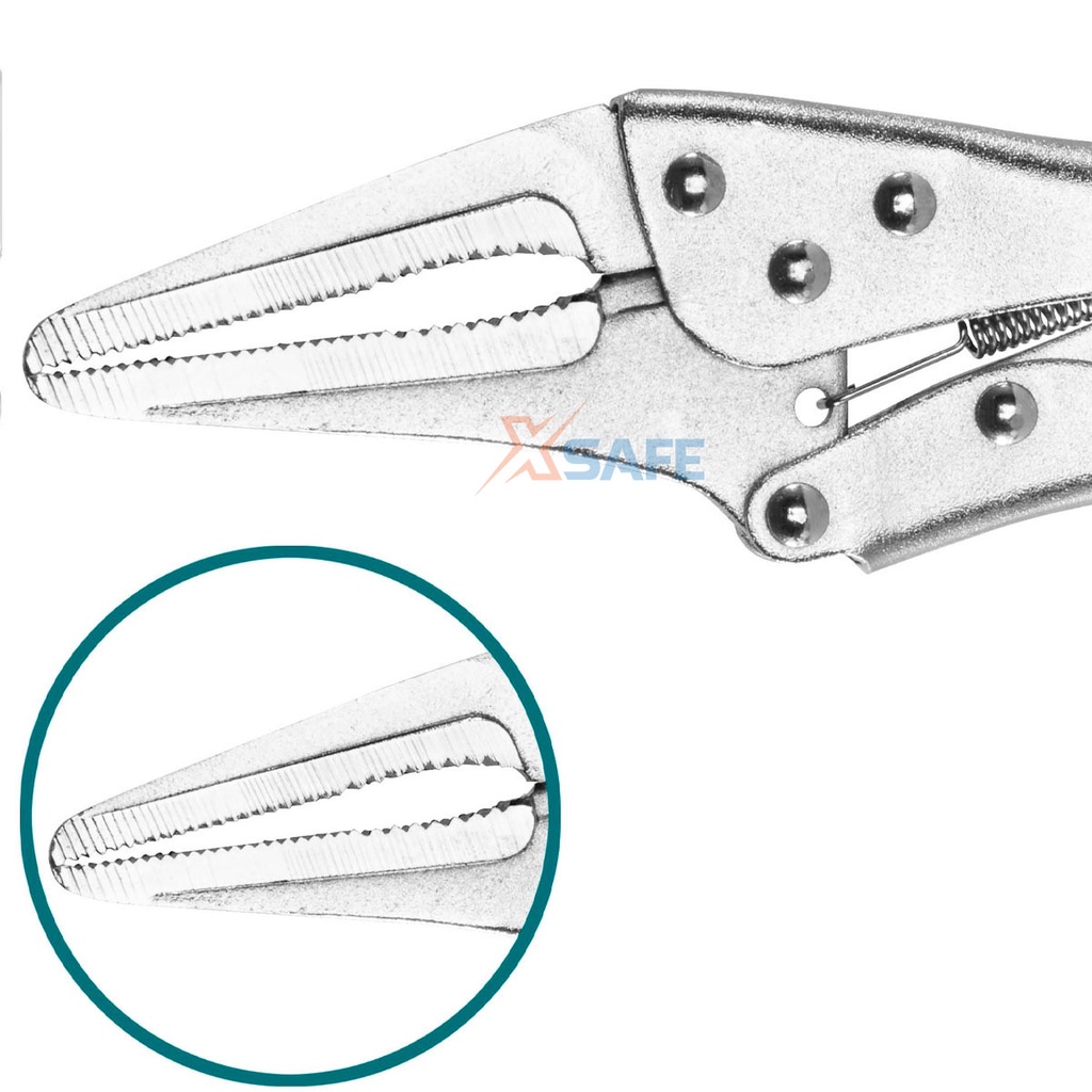 Kìm bấm khóa mỏ dài cao cấp TOTAL THT19902 Kềm bấm khóa mũi dài thép Cr-V siêu cứng chống rỉ sét cong vênh