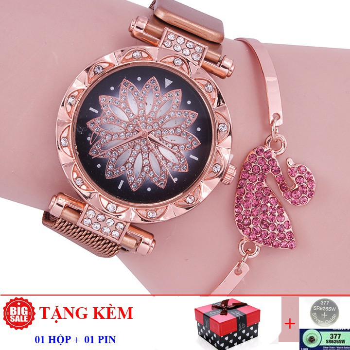 ĐỒNG HỒ NỮ 💝Free ship💝 Đồng Hồ Nữ DIMINI Dây Nam Châm Hình Bông Hoa Xoay Cực Đẹp  - DH11