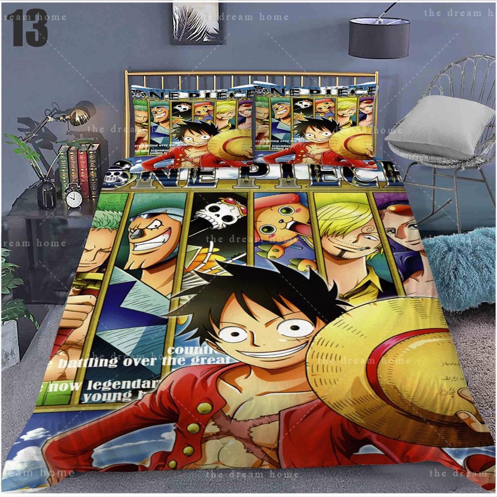 Bộ Chăn Ga Và Vỏ Gối 3 Trong 1 Họa Tiết Anime ONE PIECE