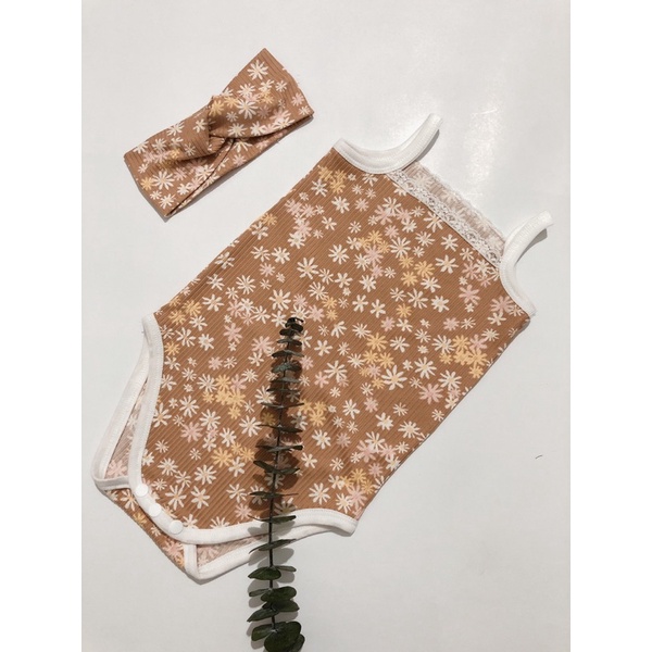 Body 2 dây thun gân viền ren cổ cho bé gái
