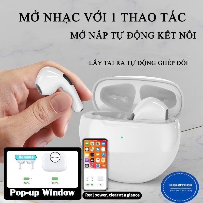 Tai nghe bluetooth Pro 6 kết nối không dây có cảm biến đổi tên định vị âm thanh nổi XIAOMIMI D5.030.CA
