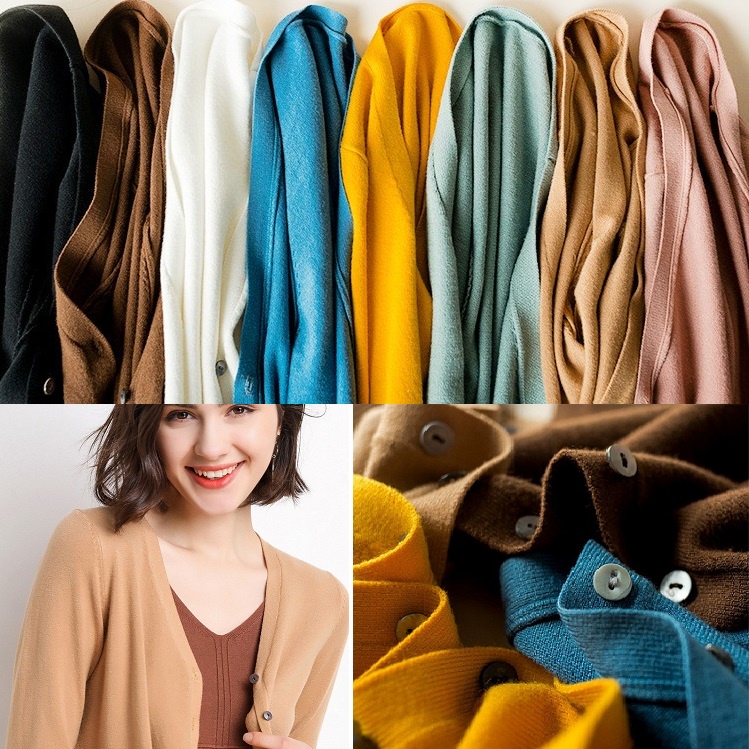 Áo khoác len Cardigan nữ mỏng cổ chữ V hàng Quảng Châu cao cấp AL04