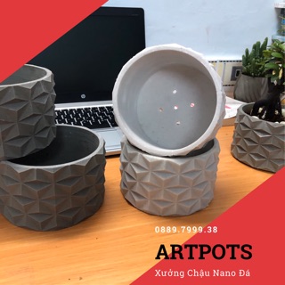 Chậu Trồng Cây Mini Để Bàn Nano Đá 15x9cm ArtPots | Cứng - Bền - Đẹp