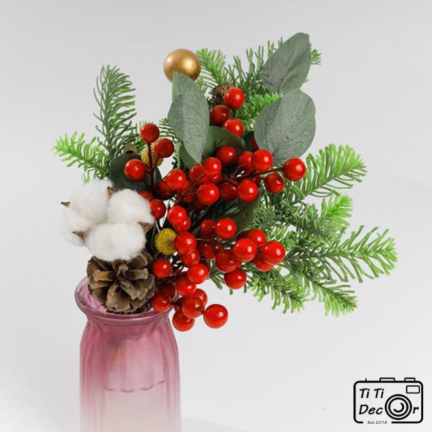 Cành hoa gòn khô trang trí Noel, Giáng sinh, Xmas, Christmas cho nhà cửa, cửa hàng, loại 1 bông – Titi decor