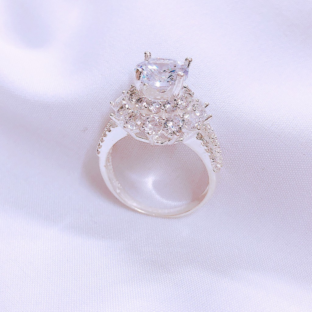 Nhẫn nữ bạc đẹp hàng cao cấp gắn đá trắng sang chảnh - Bạc Bibi