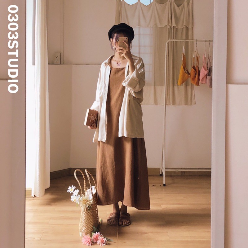 Áo sơ mi linen form rộng ray dài - phiên bản truyền thống - Mộc Lan- 0303 studio ✿