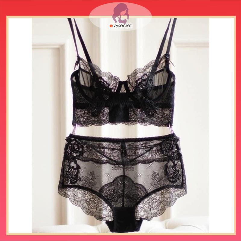 BỘ ÁO LÓT REN CAO CẤP 🔥KÈM QUÀ TẶNG 🔥 Bộ lót charm hoa hồng có gọng không mút đệm,ôm ngực nâng ngực cực đỉnh. | BigBuy360 - bigbuy360.vn