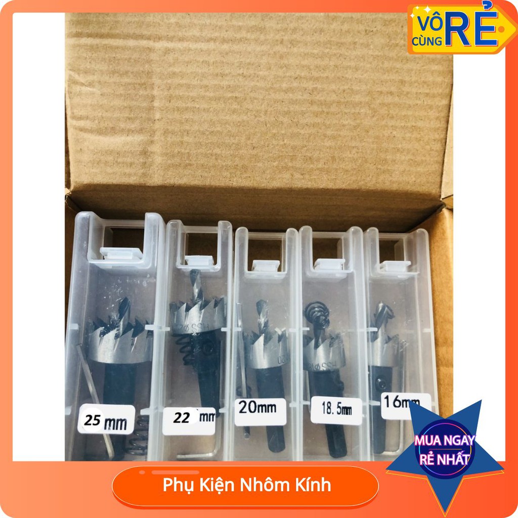 Bộ 5 Mũi Khoan, Mũi Khoét Kim Loại Thép HSS 6542 Kích Thước 16-30mm Có Mũi Định Tâm, Mũi khoét khóa