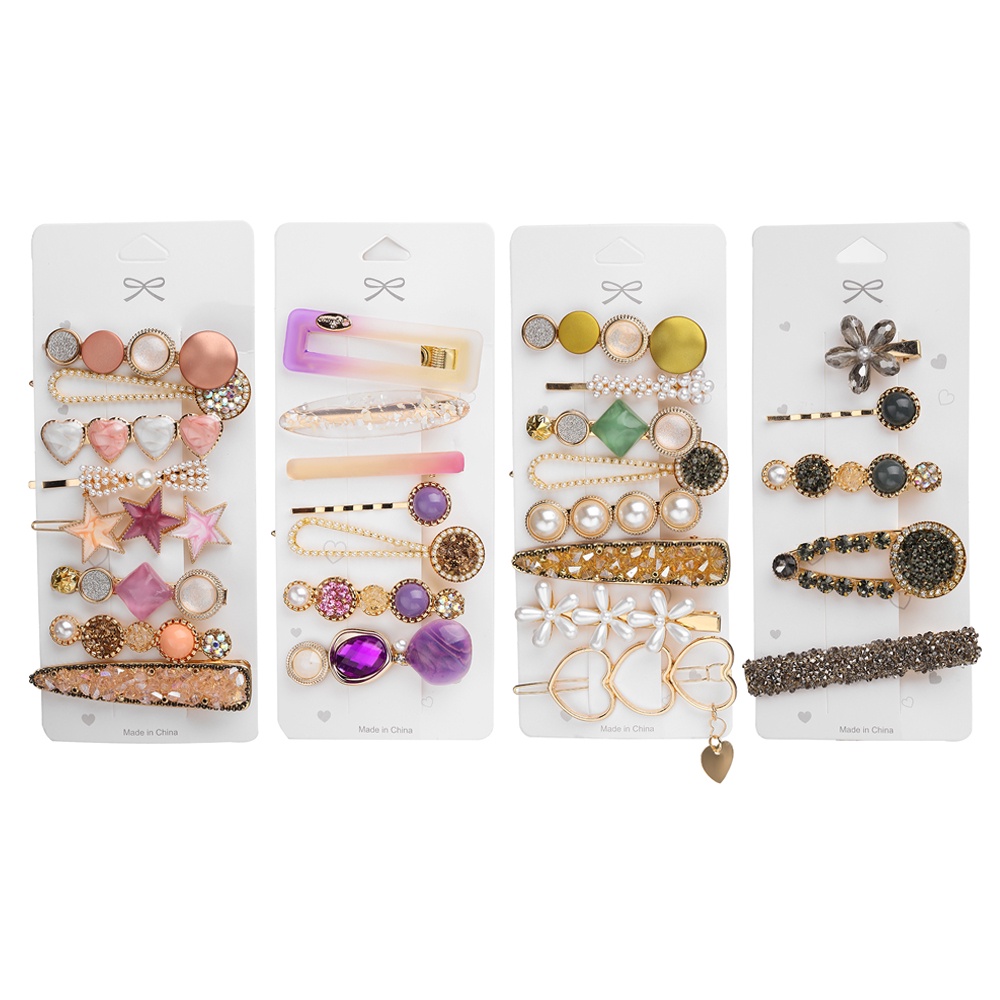 1 Set  Conjunto De Grampo De Cabelo Elegante Com Pérolas De Cristal / Acessórios De Bijuteria Feminina YR