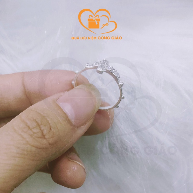 Nhẫn nữ hình thánh giá chất liệu bạc Quà Lưu Niệm Công Giáo mua từ 2sp được giá sỉ