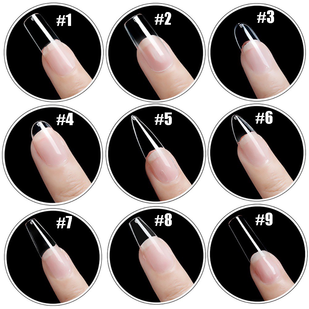 Hộp 100 móng tay úp liền mạch trong suốt bằng acrylic cho nữ